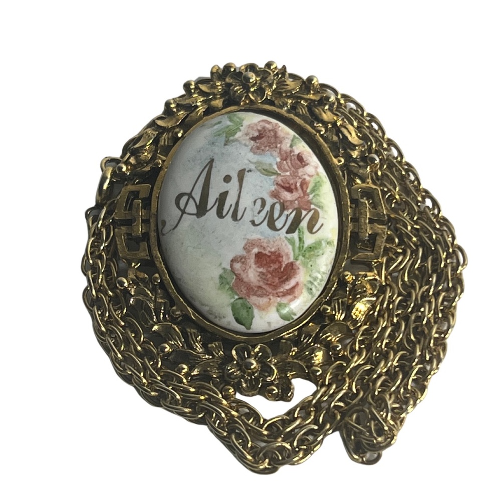 Vintage Floral "Aileen" Cameo Brooch